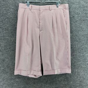 Giorgio Inserti Shorts Men 40 Red Striped Mid Rise Flat Front Bermuda Cuffed